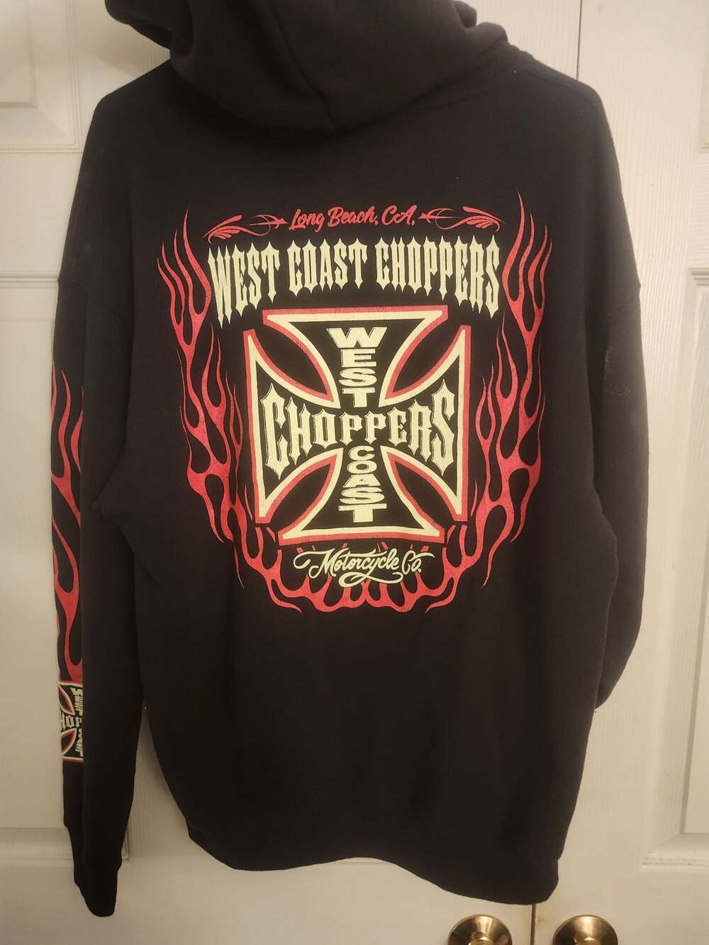 West Coast Choppers Black Flame Zip Hoodie Size L